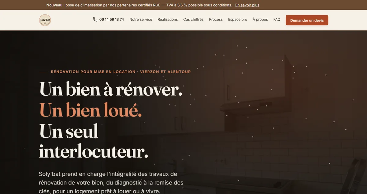 Page d’accueil du site de Soly’bat